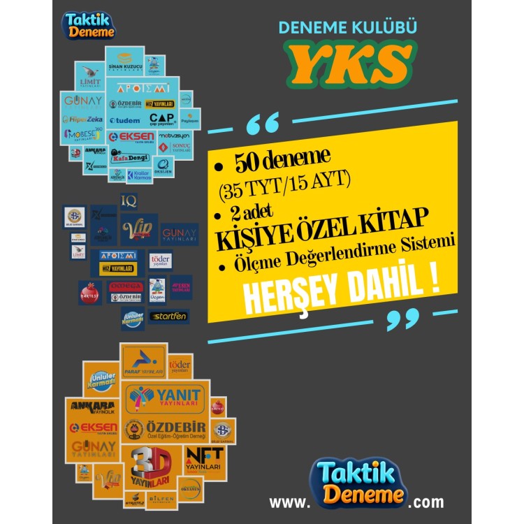 YKS DENEME KULÜBÜ YAYINEVİ MUHTELİF SINIF 12.SINIF - YKS